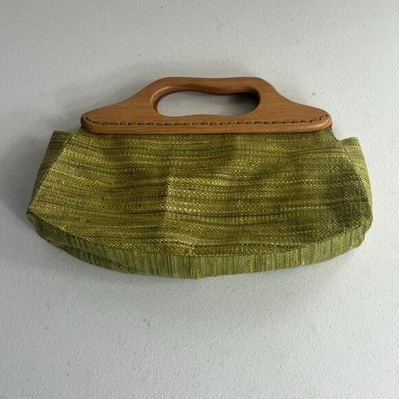 Mad Imports Handmade Clutch 10" Isadora Green Raffia Cotton Tree Silhouette - Picture 6 of 9